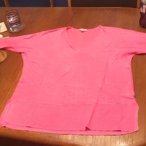 VGUC Pink linen sweater w/ dolman sleeves